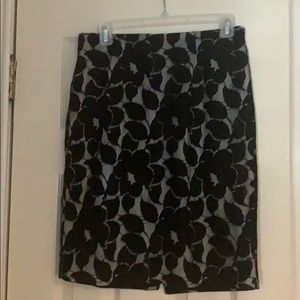 Black floral pencil skirt